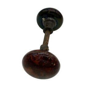 Vintage Brown & Black Swirl Ceramic Door knob Set Bennigton